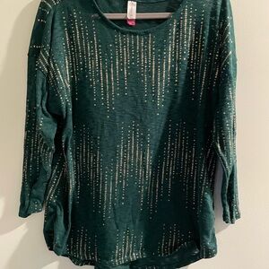 No Boundaries Dark Green Long Sleeve with Gold Dots